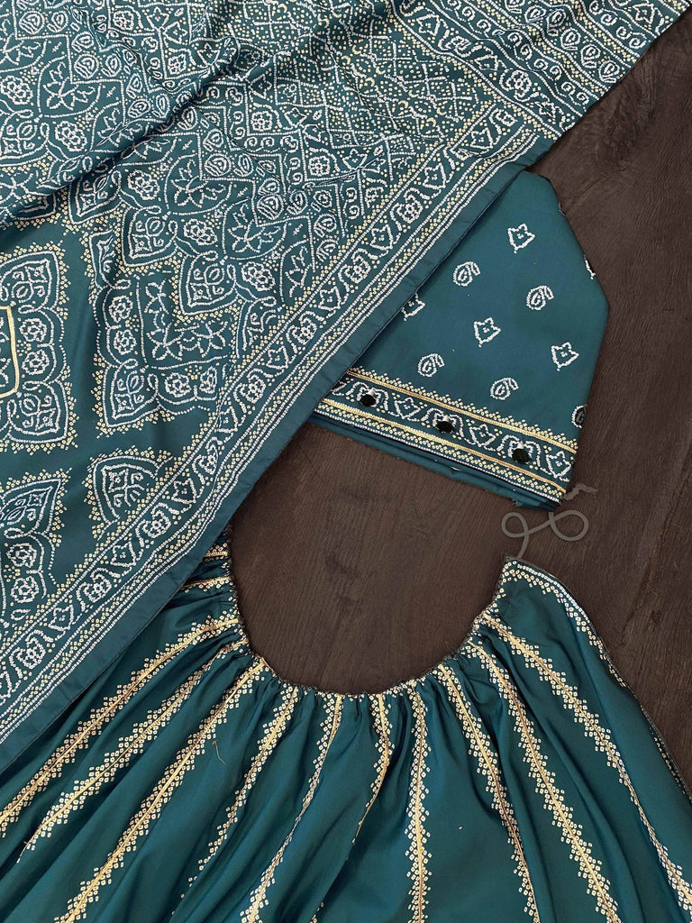 Charming Teal Blue Digital Printed Silk Festive Lehenga Choli