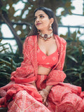 Glamorous Red Digital Printed Silk Festive Lehenga Choli