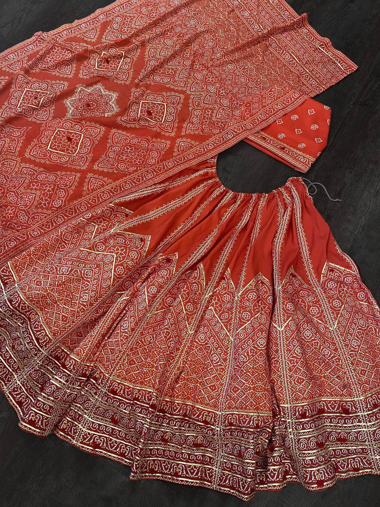 Glamorous Red Digital Printed Silk Festive Lehenga Choli