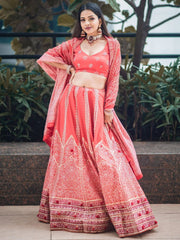 Glamorous Red Digital Printed Silk Festive Lehenga Choli