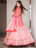 Glamorous Red Digital Printed Silk Festive Lehenga Choli