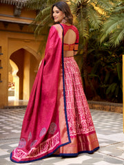 Captivating Pink Printed Dola Silk Bridesmaid Lehenga Choli