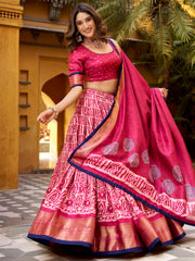 Captivating Pink Printed Dola Silk Bridesmaid Lehenga Choli