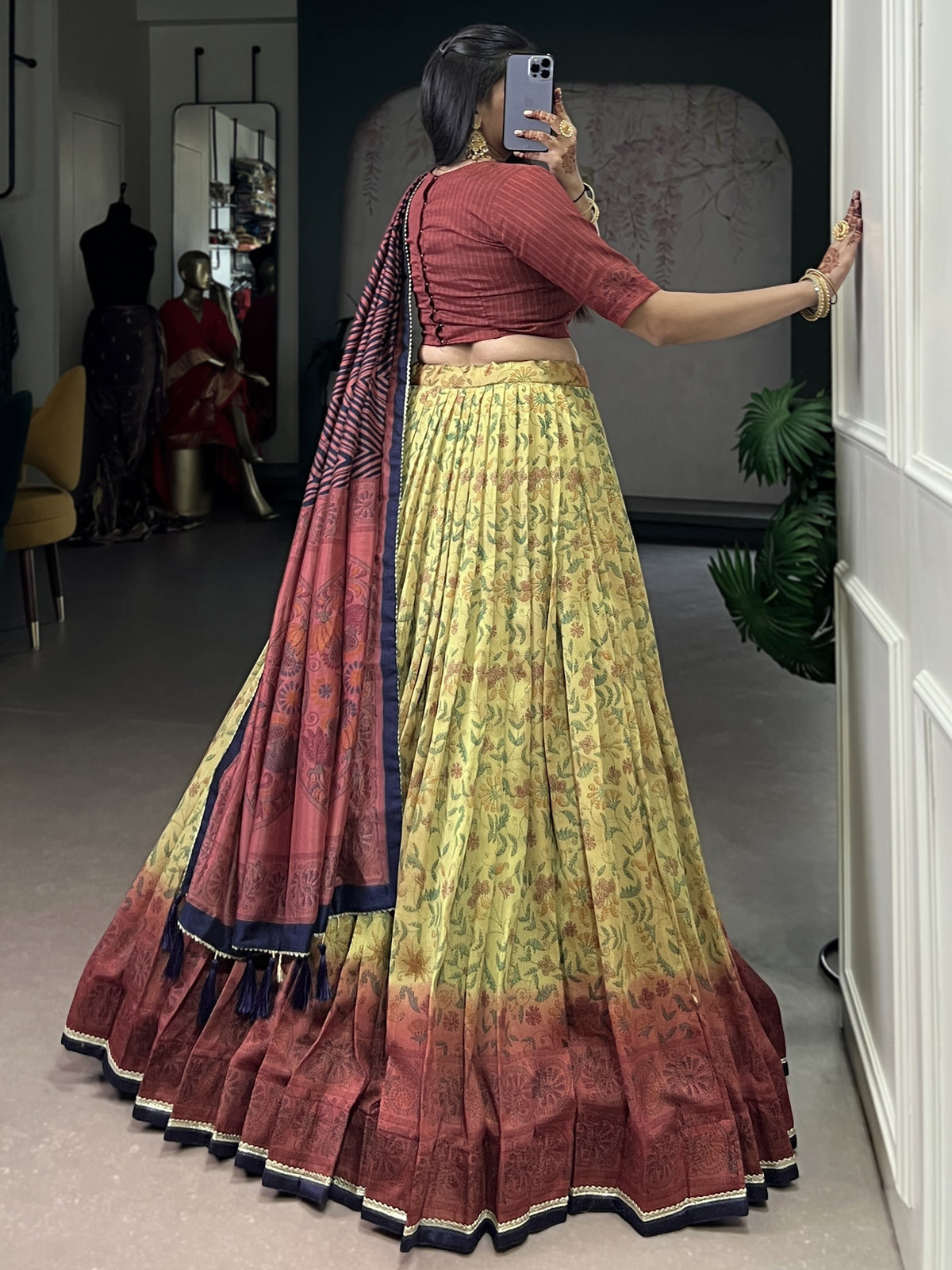 Superb Cream Digital Printed Silk Festive Wear Lehenga Choli With Dupatta