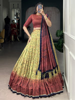 Superb Cream Digital Printed Silk Festive Wear Lehenga Choli With Dupatta