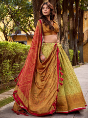 Awesome Green Digital Printed Silk Festival Wear Lehenga Choli
