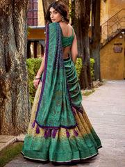 Gorgeous Green Digital Printed Silk Bridesmaid Lehenga Choli