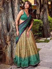 Gorgeous Green Digital Printed Silk Bridesmaid Lehenga Choli