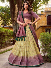 Glamorous Green Digital Printed Silk Function Wear Lehenga Choli