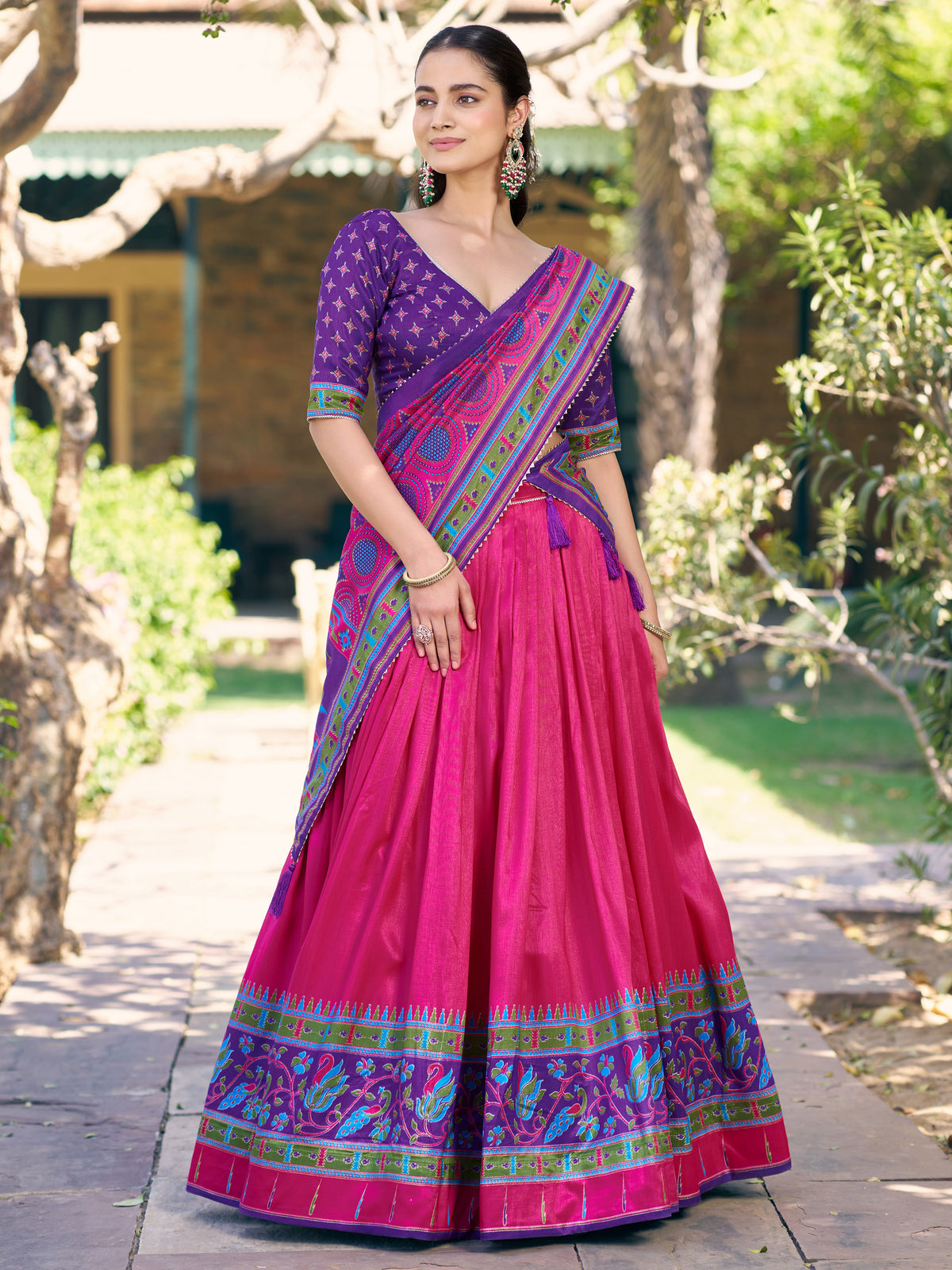 Fabulous Pink Digital Printed Silk Traditional Lehenga Choli With Dupatta
