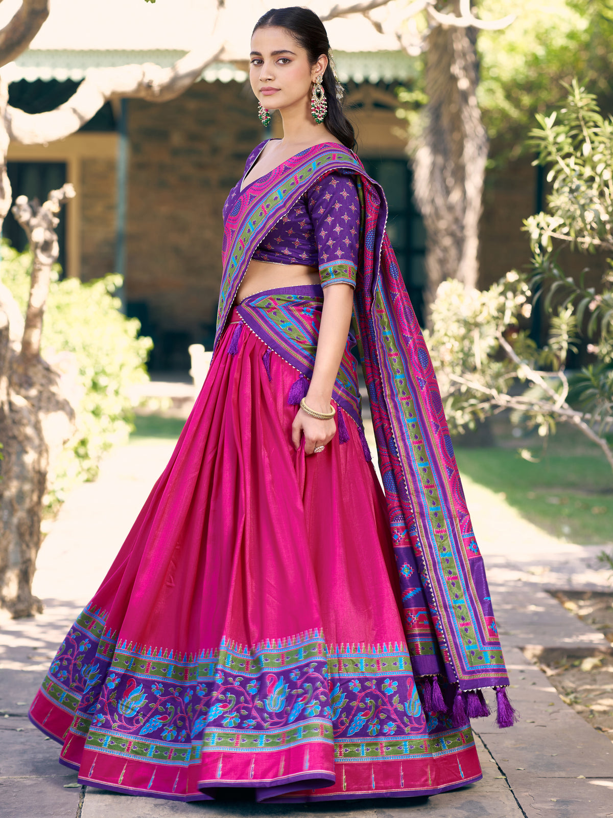 Fabulous Pink Digital Printed Silk Traditional Lehenga Choli With Dupatta