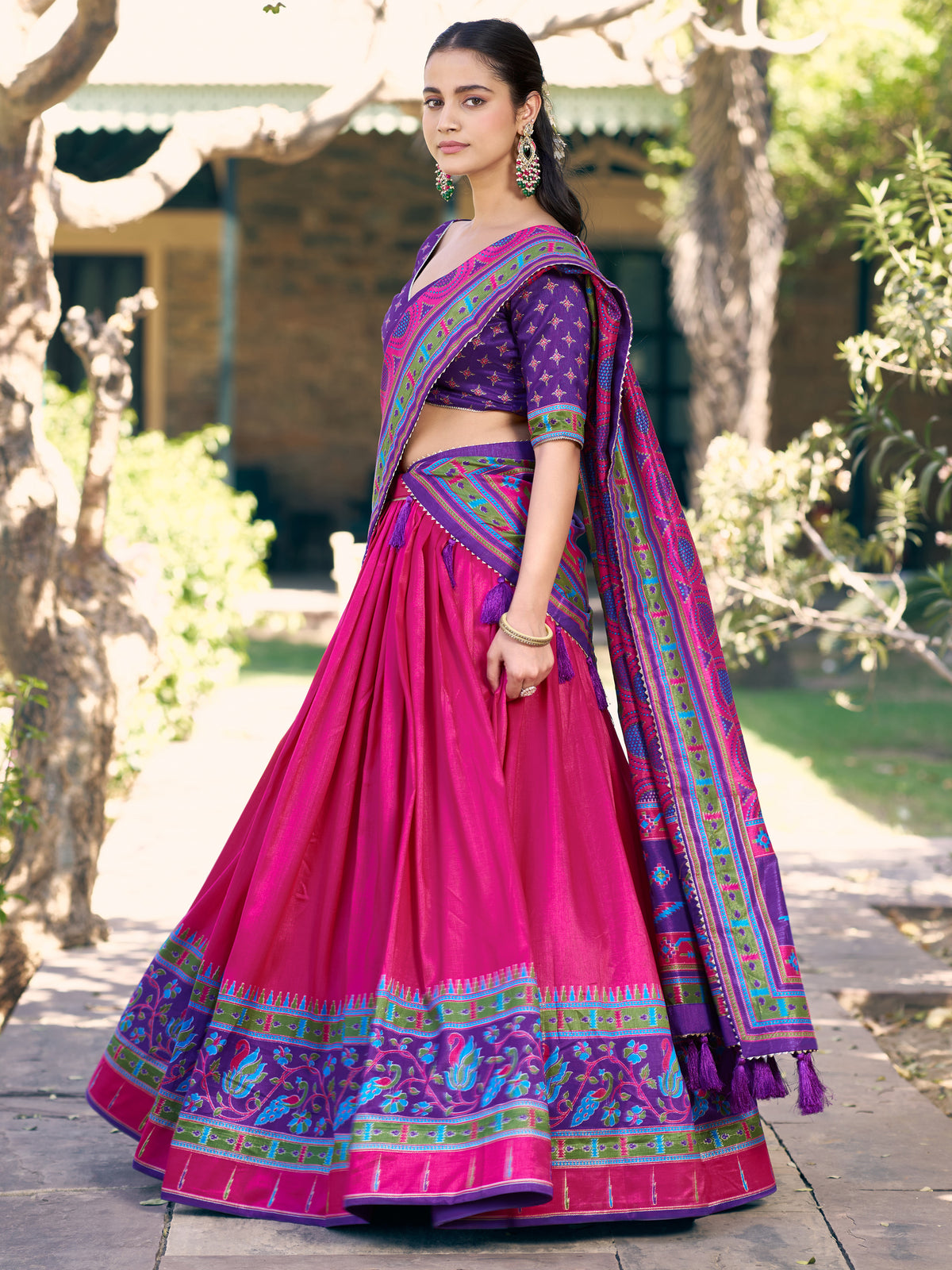 Fabulous Pink Digital Printed Silk Traditional Lehenga Choli With Dupatta