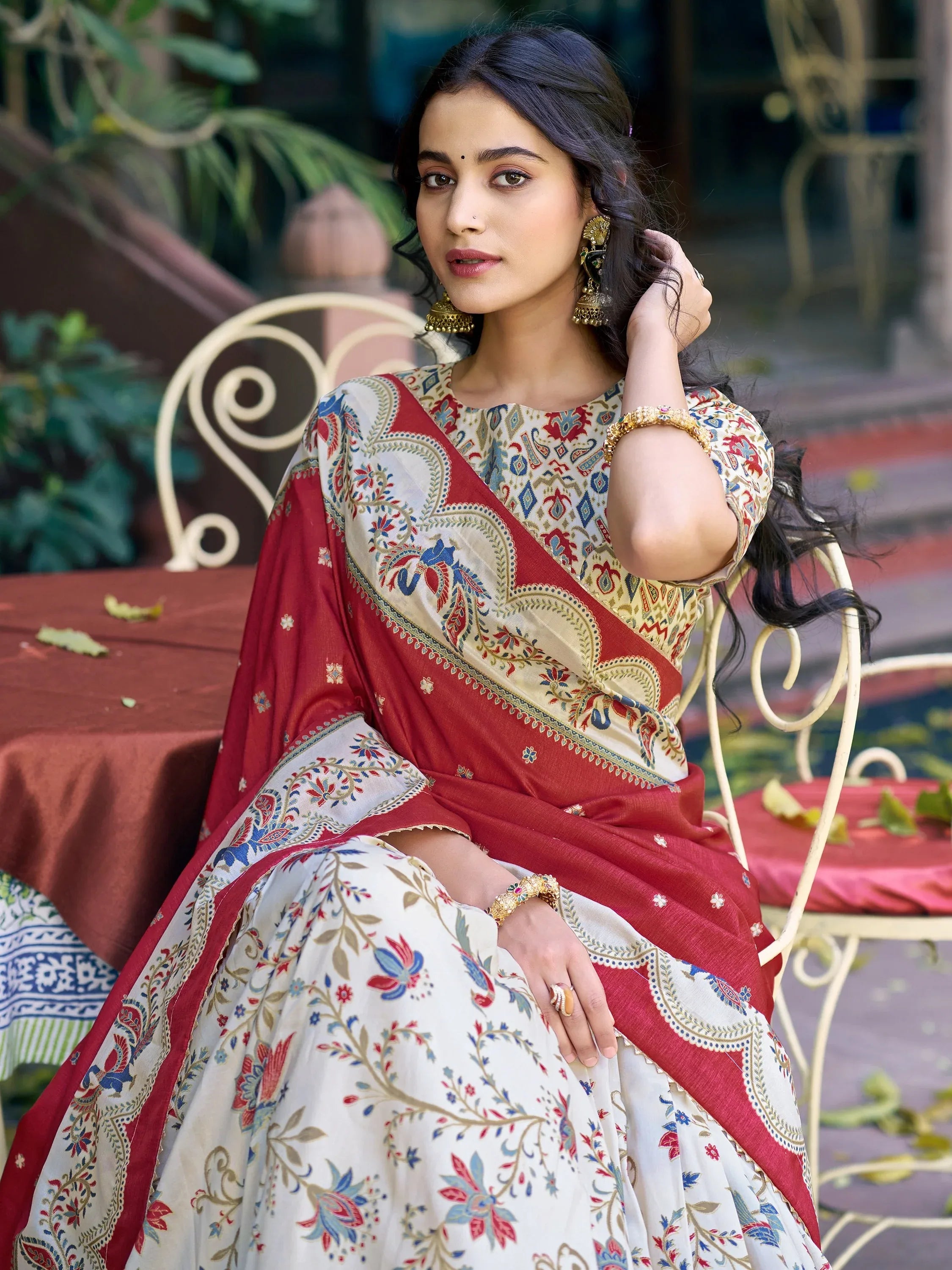 Classic Off White Foil Work Tussar Silk Festive Wear Lehenga Choli With Dupatta