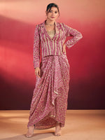 Lovely Rani Pink Wedding Wear Crop Top With Drape Lehenga And Jacket