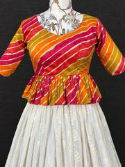 Remarkable White Sequins Embroidered Georgette Ready-Made Top Lehenga