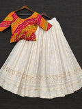 Remarkable White Sequins Embroidered Georgette Ready-Made Top Lehenga