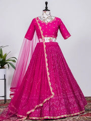 Astonishing Pink Sequins Embroidery Georgette Lehenga Choli