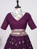 Astonishing Magenta Sequines Georgette Wedding Wear Lehenga Choli