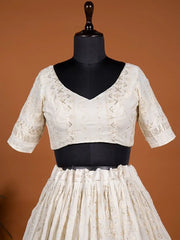 Marvellous White Embroidered Georgette Navratri Wear Lehenga Choli