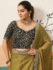 Graceful Yellow Silk Wedding Wear Saree With Heavy Embroidered Blouse