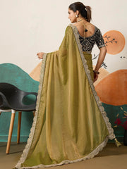 Graceful Yellow Silk Wedding Wear Saree With Heavy Embroidered Blouse