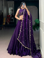 Charming Purple Embroidered Silk Marriage Wear Lehenga Choli