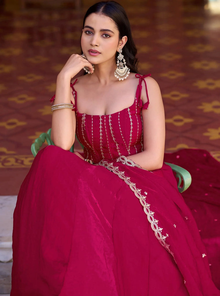 Royaly Rani Pink Thread Embroidered Silk Festival Wear Lehenga Choli