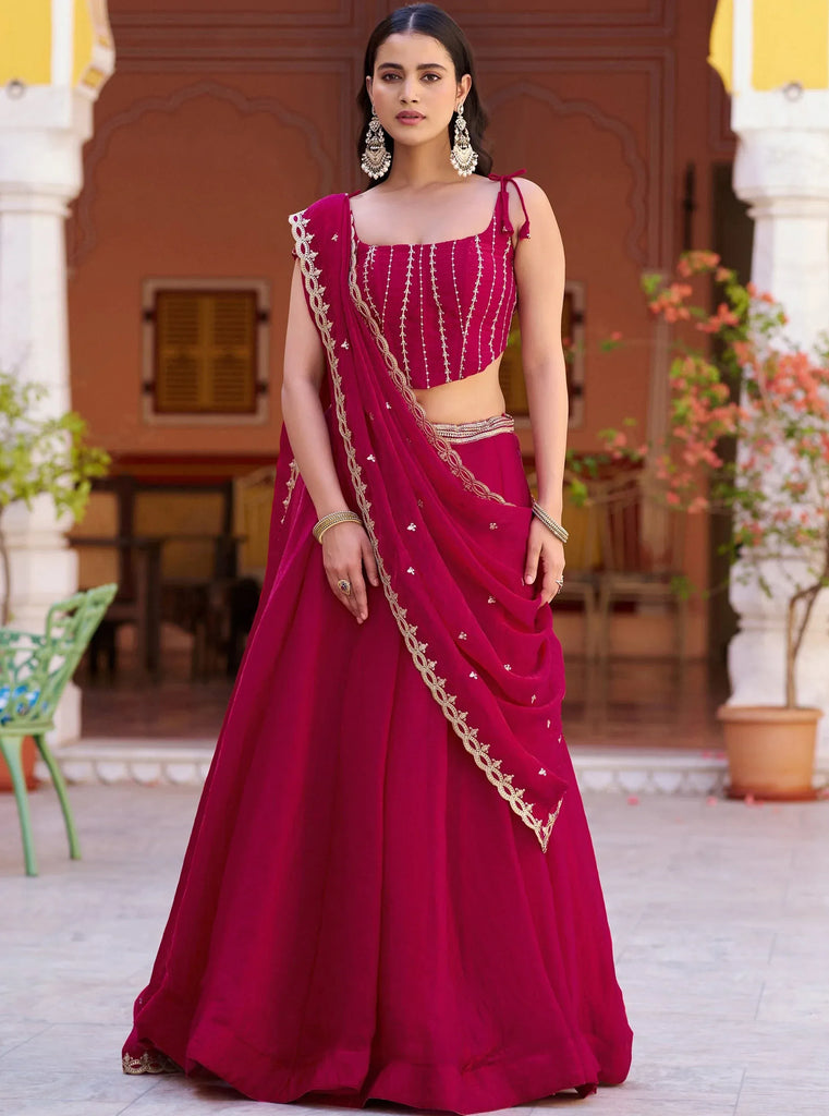 Royaly Rani Pink Thread Embroidered Silk Festival Wear Lehenga Choli