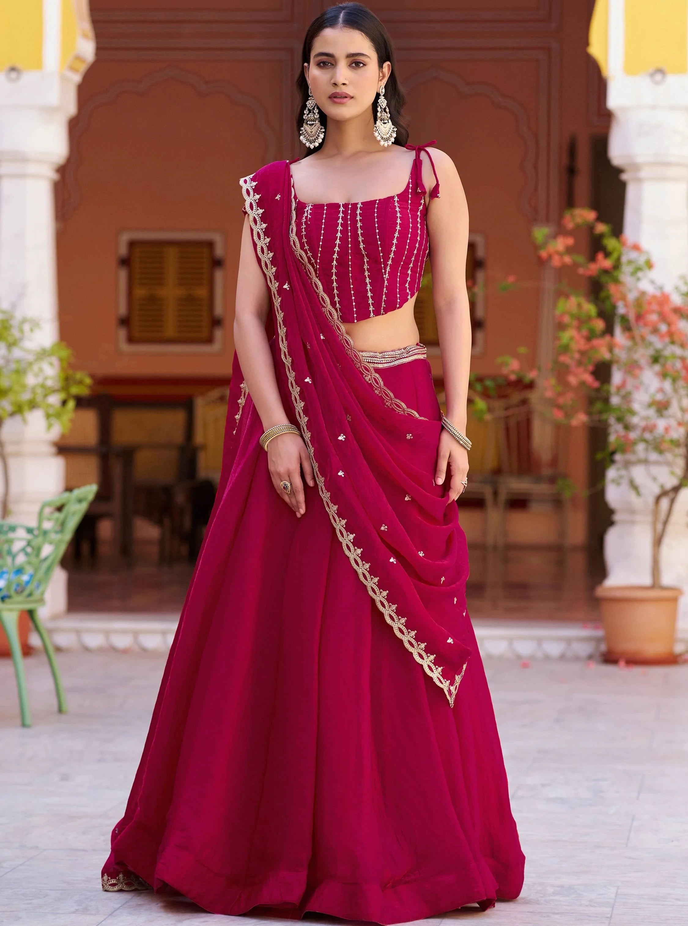 Royaly Rani Pink Thread Embroidered Silk Festival Wear Lehenga Choli