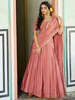 Graceful Peach Sequins Chinon Event Wear Lehenga With Blouse