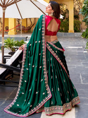 Glamorous Green Embroidered Silk Wedding Wear Lehenga Choli