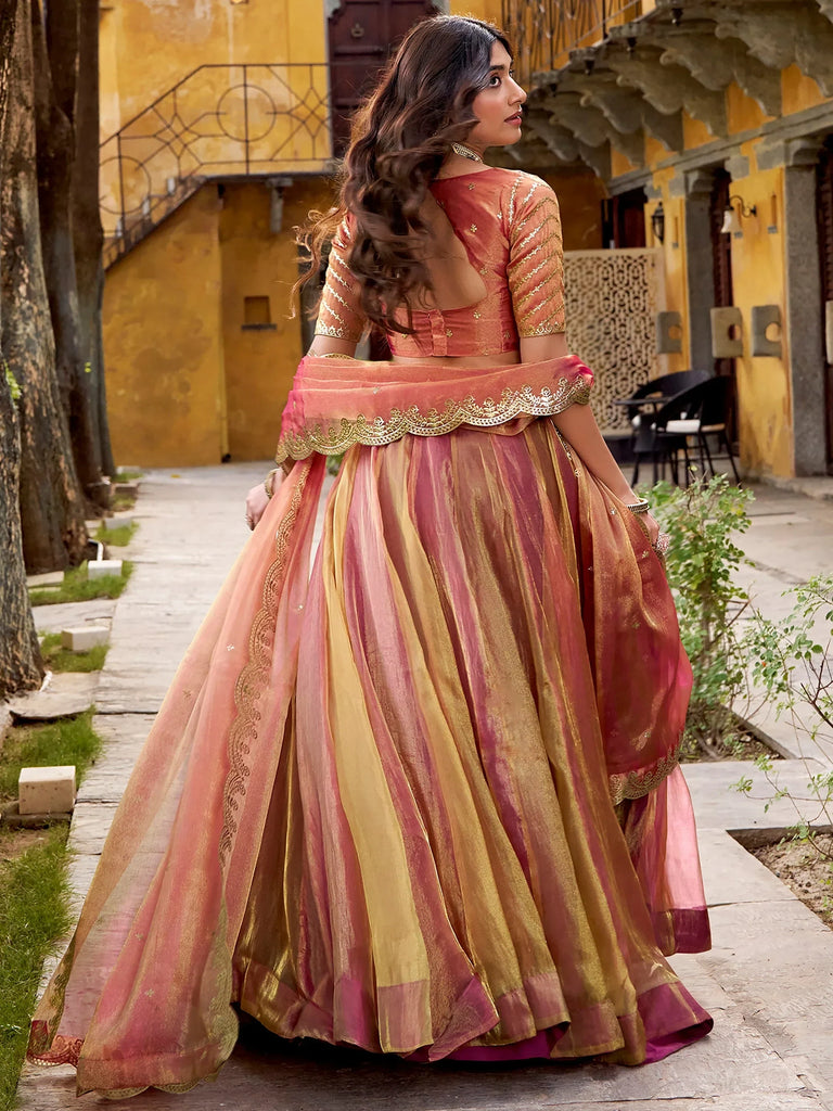 Outstanding Pink Sequins Silk Function Wear Lehenga Choli