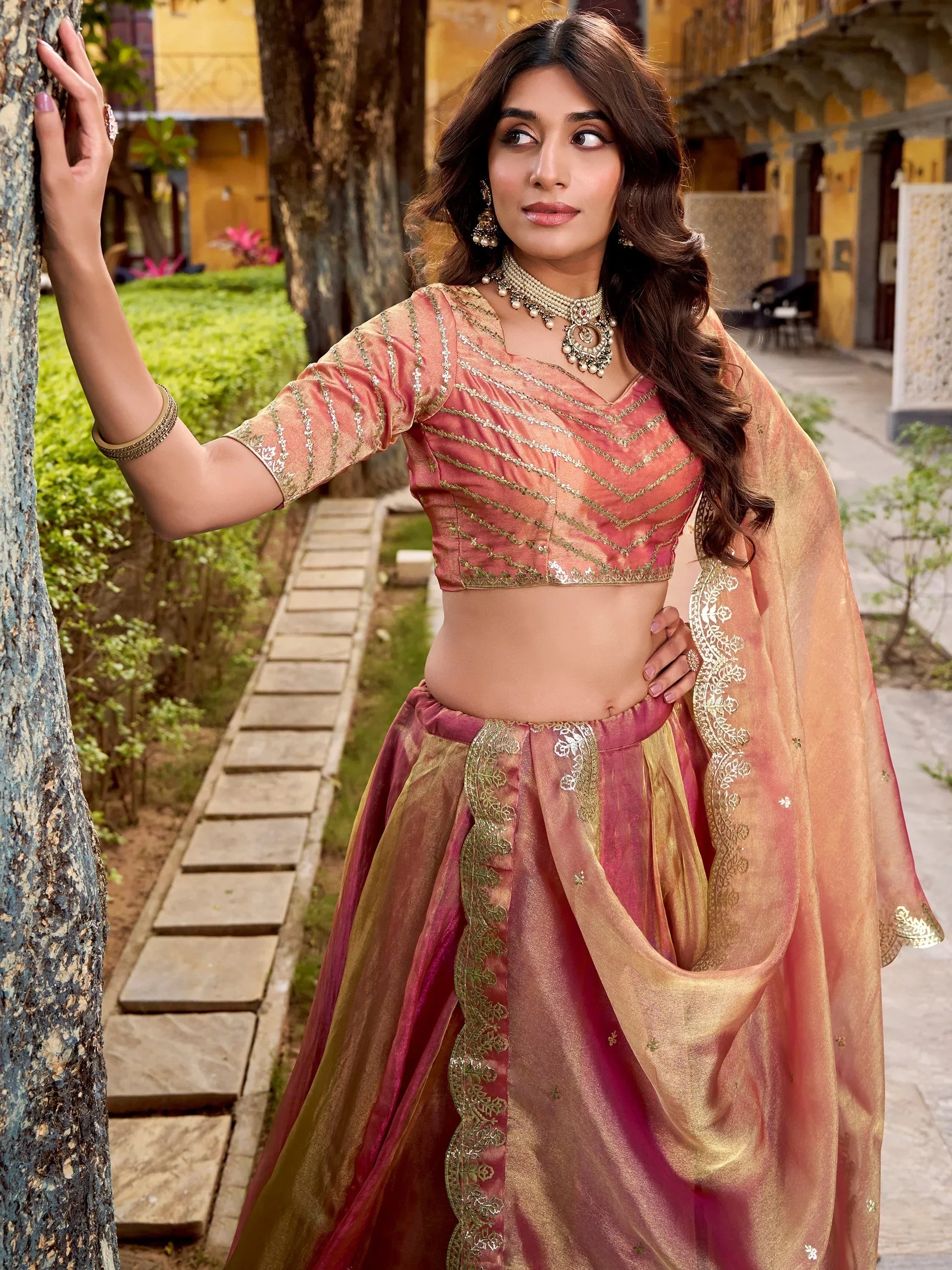 Outstanding Pink Sequins Silk Function Wear Lehenga Choli