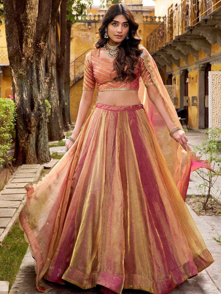Outstanding Pink Sequins Silk Function Wear Lehenga Choli