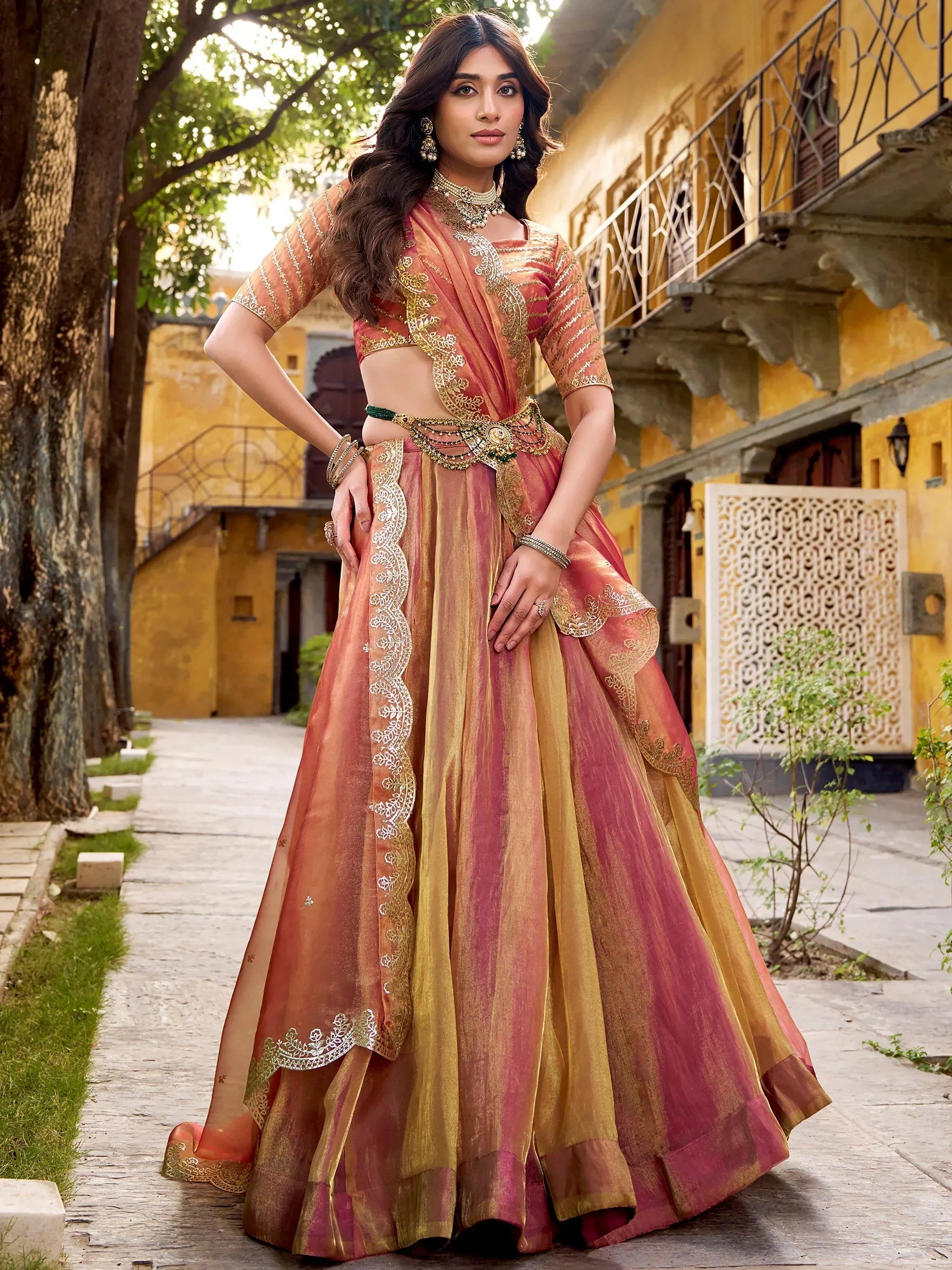 Outstanding Pink Sequins Silk Function Wear Lehenga Choli