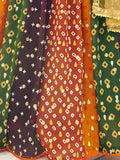 Superior Multi-Color Printed Georgette Lehenga With Golden Choli