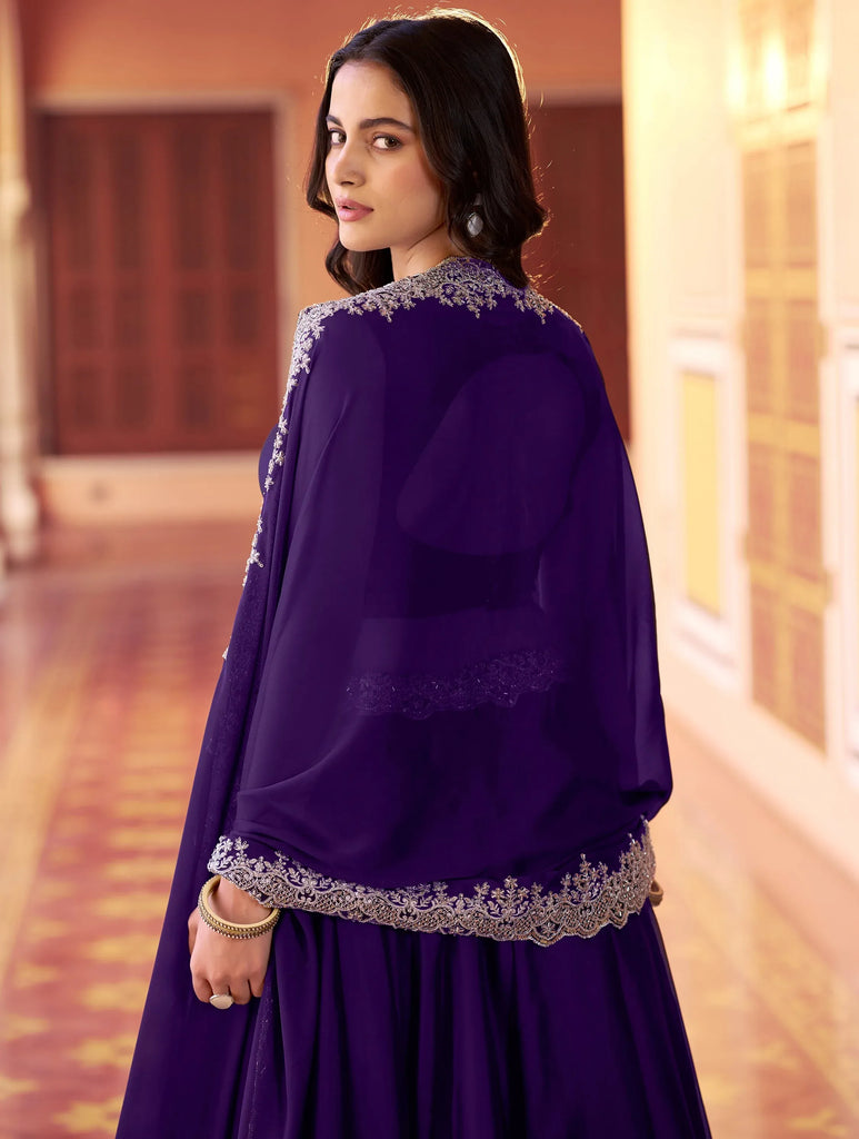Charming Purple Sequins Silk Festive Wear Lehenga Choli With Dupatta