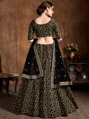 Graceful Black Sequins Silk Function Wear Plus Size Lehenga Choli