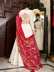 Stunning Off White Georgette Lucknowi Work Lehenga Choli