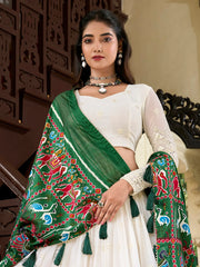 Enchanting Off-White Lucknowi Work Georgette Lehenga Choli
