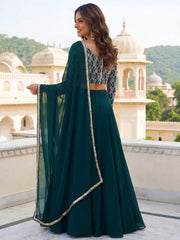 Incredible Green Embroidered Georgette Wedding Wear Lehenga Choli