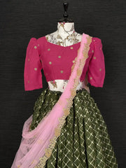 Delightful Green Organza Thread Embroidery Festive Wear Lehenga Choli