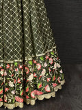 Delightful Green Organza Thread Embroidery Festive Wear Lehenga Choli