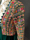 Attractive Green Georgette Ready-Made Crop Top Lehenga With Jacket