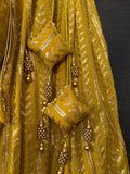 Glamorous Yellow Sequins Embroidered Georgette Party Wear Lehenga Choli