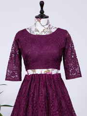 Astounding Purple Net Embroidered Reception Wear Lehenga Choli