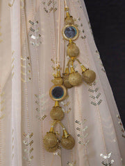 Alluring Cream Sequins Embroidered Georgette Festive Lehenga Choli