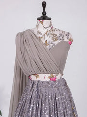 Engaging Light Purple Sequins Embroidered Georgette Lehenga Choli