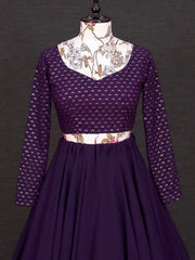 Breathtaking Purple Sequins Georgette Wedding Lehenga Choli