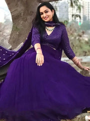 Breathtaking Purple Sequins Georgette Wedding Lehenga Choli